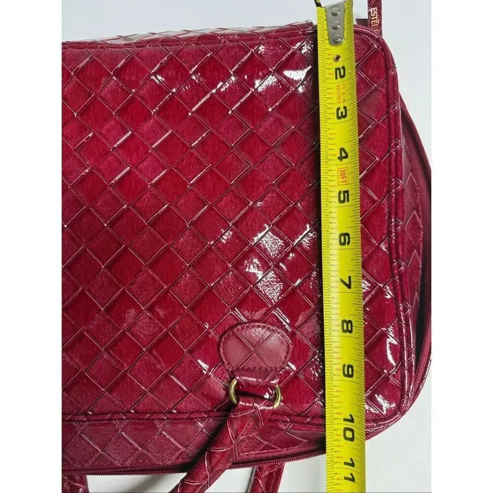 Rare Vintage Estee Lauder Burgundy Faux Leather Make Up Case/Bag 13” x 10